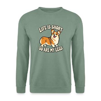 Corgi Life Is Short – So Are My Legs - Unisex Pullover - Graugrün - Vorne