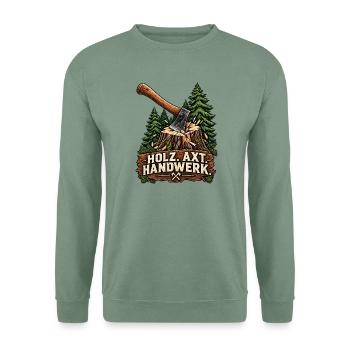 Holz Axt Handwerk - Unisex Pullover - Graugrün - Vorne