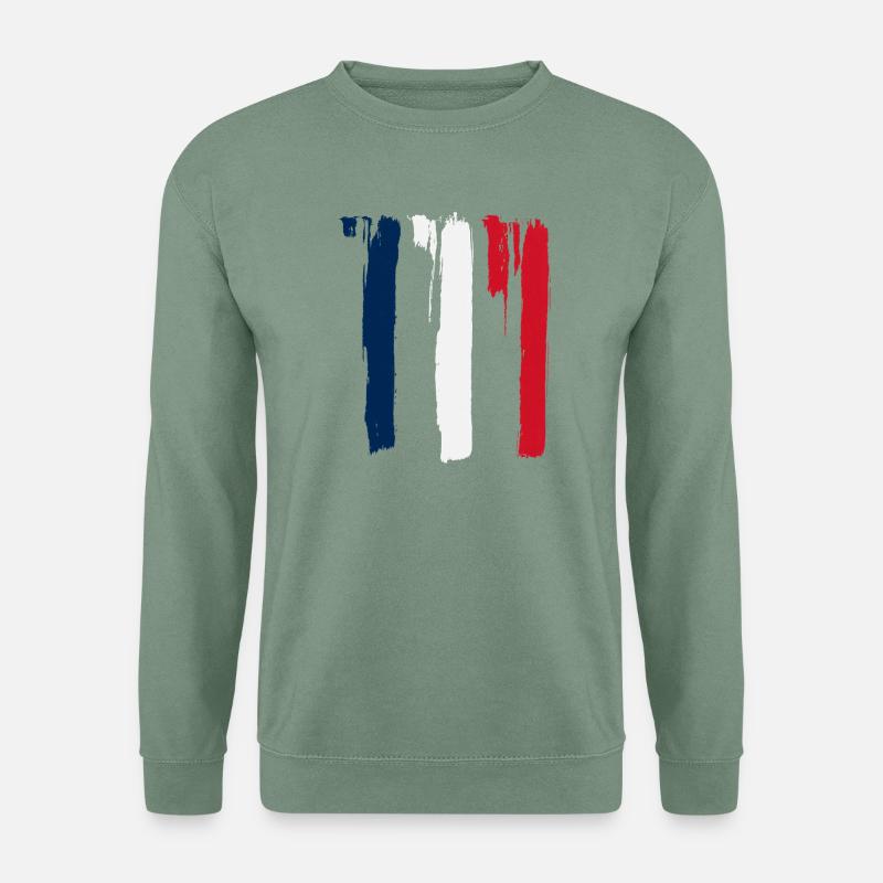 Frankreich Streifen - Unisex Pullover - Graugrün