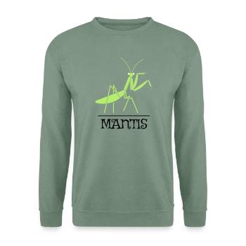 Gottesanbeterin – Illustration für Naturfreunde - Unisex Pullover - Graugrün - Vorne