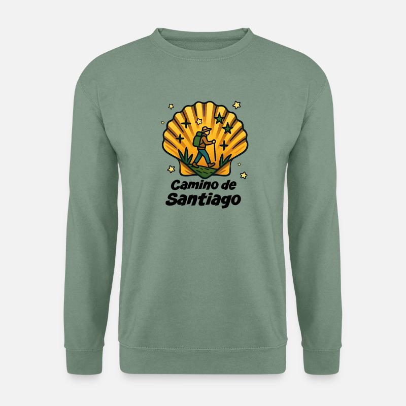 Wanderer Jakobsweg - Unisex Pullover - Graugrün