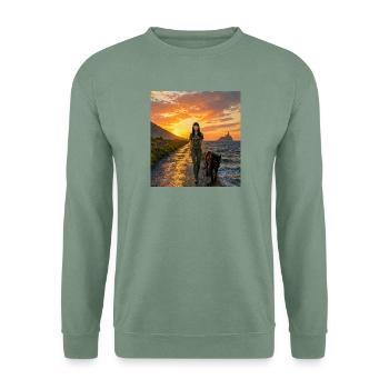 Beißer mit Panther - Unisex Pullover - Graugrün - Vorne