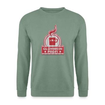 Glühwein Profi - Gestrickt / Gehäkelt - Ugly Xmas - Unisex Pullover - Graugrün - Vorne