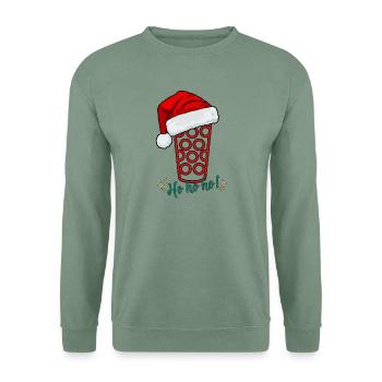 Ho Ho Ho – Pfälzer Nikolaus Dubbeglas - Unisex Pullover - Graugrün - Vorne