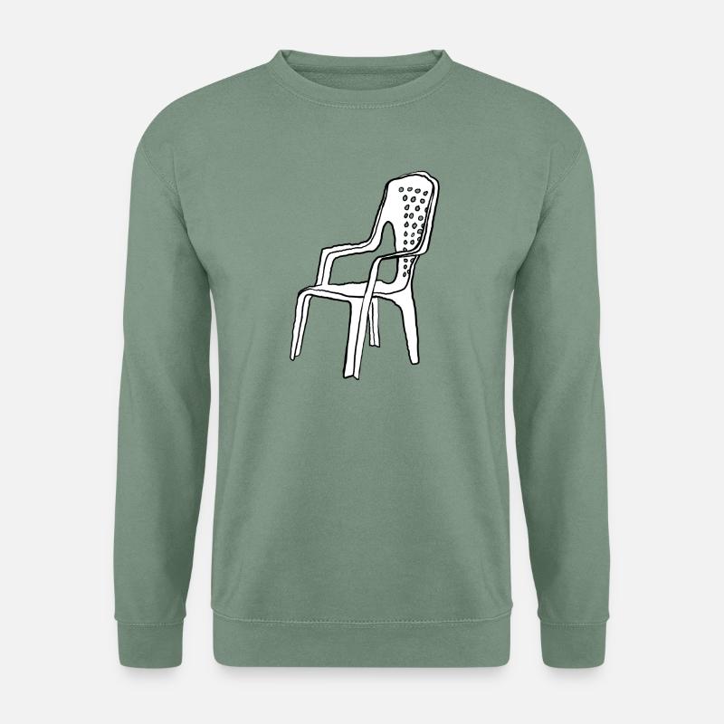 Monoblock Minimalist Doodle Stuhl Illustration - Unisex Pullover - Graugrün