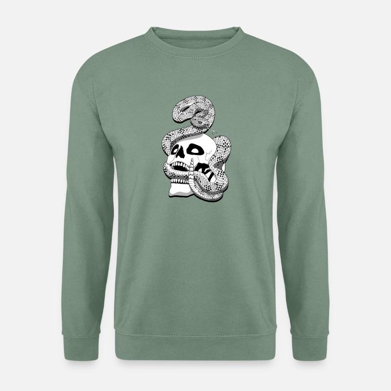 Serpent à sonnette et crâne - Unisex Sweatshirt - steel green