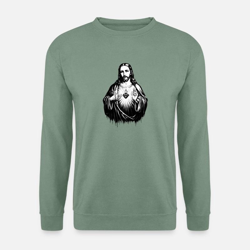 Herz Jesu Lichtzeichen - Unisex Pullover - Graugrün