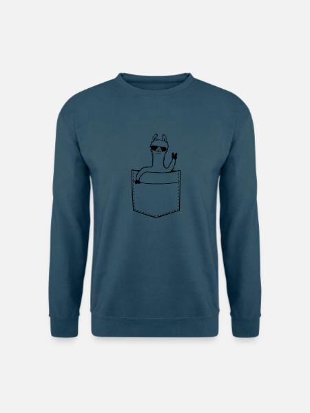 Hemdtasche Comic Lama - Unisex Pullover - Indigoblau