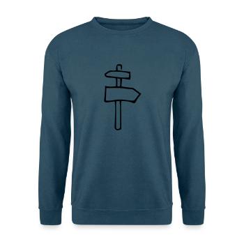Wegschild,hölzern,Wegschild,Anleitung,Straße - Unisex Pullover - Indigoblau - Vorne