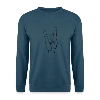 METAL HAND FINGERS - POMMESGABEL - MANO CORNUTA - Unisex Pullover - Indigoblau - Vorne