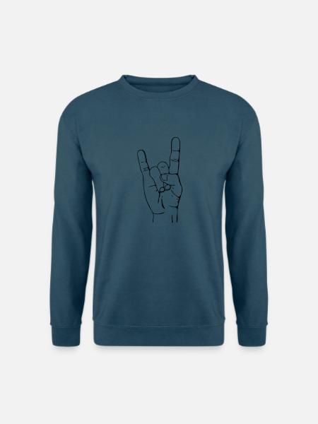 METAL HAND FINGERS - POMMESGABEL - MANO CORNUTA - Unisex Pullover - Indigoblau