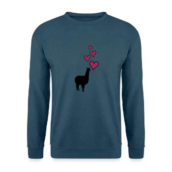 lama herzen - Unisex Pullover - Indigoblau - Vorne