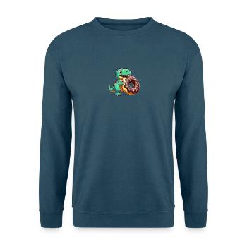 Dino T-Rex Schokoladendonut Süßigkeiten Nachtisch - Unisex Pullover - Indigoblau - Vorne