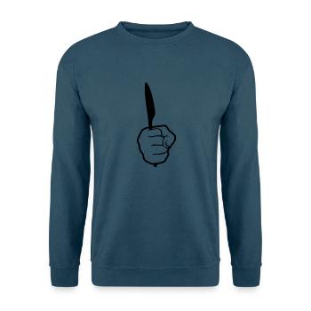 cool messer hand halten besteck essen gehen hunger - Unisex Pullover - Indigoblau - Vorne