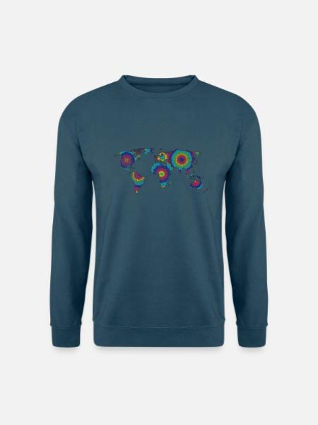 Mandala-Weltkarte bunt - Unisex Pullover - Indigoblau