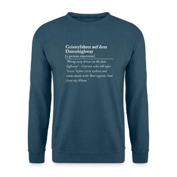 Geisterfahrer auf dem Datenhighway Boomer DadJokes - Unisex Pullover - Indigoblau - Vorne