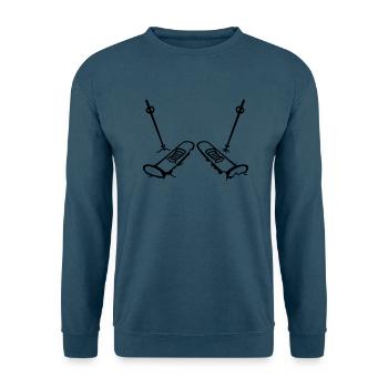 comic sport skier cartoon clipart urlaub 2 ski bre - Unisex Pullover - Indigoblau - Vorne