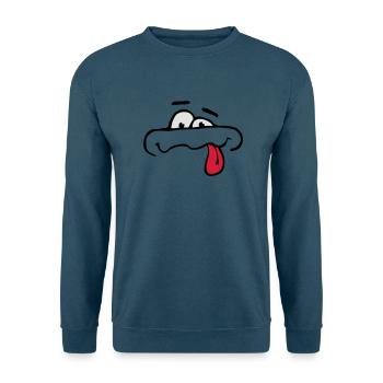 Lustiges Comic Cartoon Gesicht Zunge Rausstrecken - Unisex Pullover - Indigoblau - Vorne