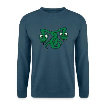 2 lustige lange comic cartoon schlangen team freun - Unisex Pullover - Indigoblau - Vorne