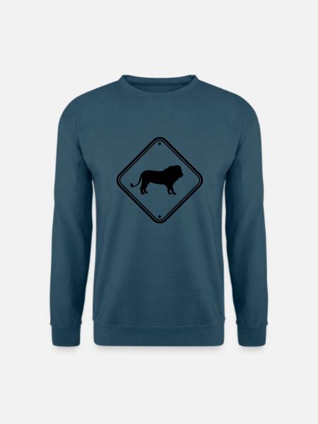 Schild Vorsicht Löwe - Unisex Pullover - Indigoblau