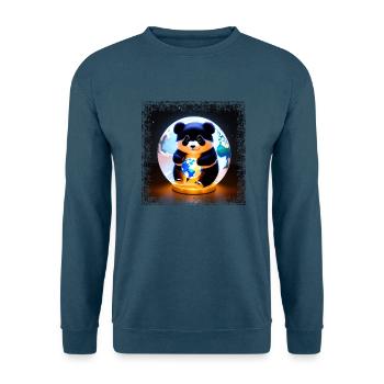 Panda auf Viereckiger Grunge Weltkugel - Unisex Pullover - Indigoblau - Vorne