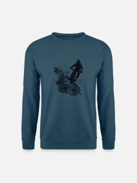 Mountainbiker Fahrrad Berg Schotter Abfahrt - Unisex Pullover - Indigoblau