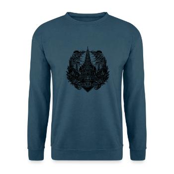 Mondschein hinter exotischem Thailand Tempel - Unisex Pullover - Indigoblau - Vorne