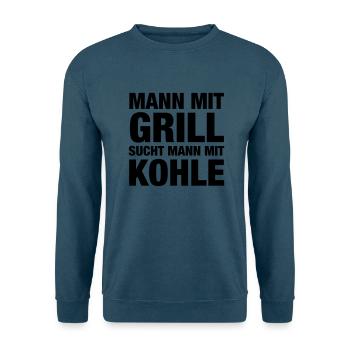 Mann mit Grill sucht - Unisex Pullover - Indigoblau - Vorne
