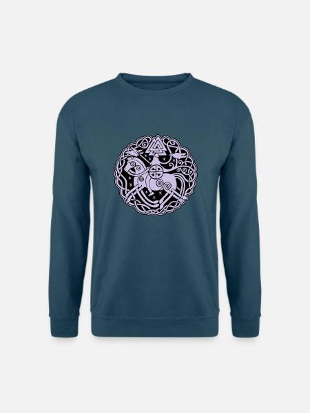 Odin auf Sleipnir mit Hugin und Munin 2C - Unisex Pullover - Indigoblau
