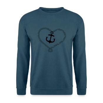 Anker Shirt mit Herz aus Seil - Unisex Pullover - Indigoblau - Vorne