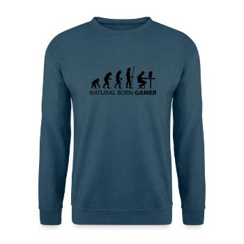 evolution natural born gamer - Unisex Pullover - Indigoblau - Vorne