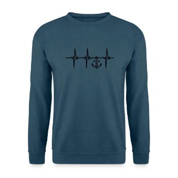 Herzschlag für Anker und Seefahrt - Unisex Pullover - Indigoblau - Vorne