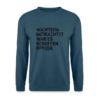 Nuechtern - Unisex Pullover - Indigoblau - Vorne