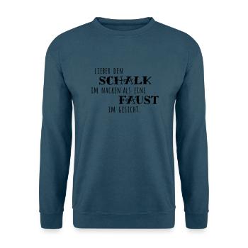 Den Schalk im Nacken - Unisex Pullover - Indigoblau - Vorne