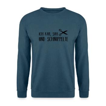 ich kam, sah und schnippelte - Unisex Pullover - Indigoblau - Vorne