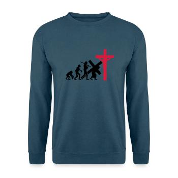 evolution mensch jesus christus glauben kreuz kreu - Unisex Pullover - Indigoblau - Vorne