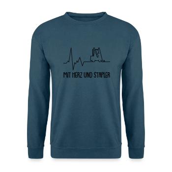 mit herz und stapler - Unisex Pullover - Indigoblau - Vorne