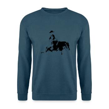 Sliding Stop Silhouette Reining Westernreiten - Unisex Pullover - Indigoblau - Vorne
