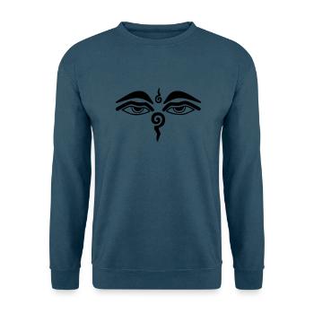 Eyes of Buddha - Unisex Pullover - Indigoblau - Vorne