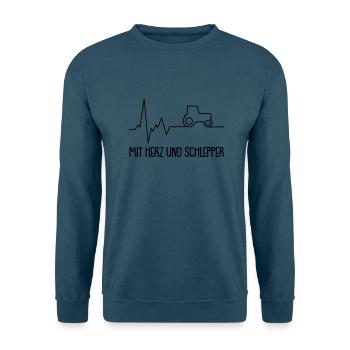 mit herz und schlepper - Unisex Pullover - Indigoblau - Vorne