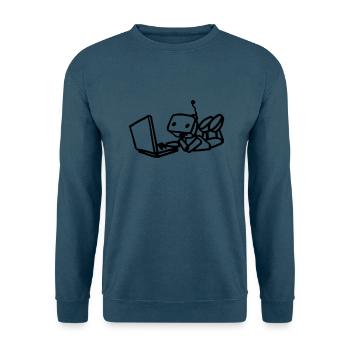 Robot using laptop - Unisex Pullover - Indigoblau - Vorne