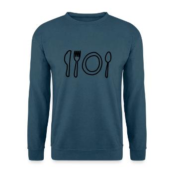 Besteck und Teller,Messer,Platte,Löffel,Teller, - Unisex Pullover - Indigoblau - Vorne