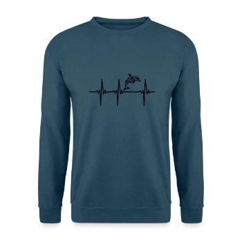 Herzschlag für springende tribal Delfine - Unisex Pullover - Indigoblau - Vorne