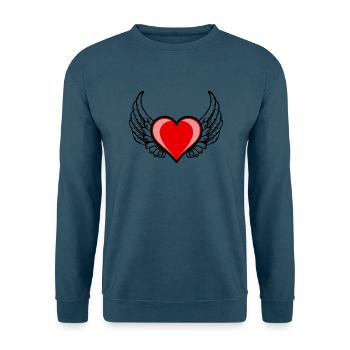 Herz mit Fluegel - Unisex Pullover - Indigoblau - Vorne