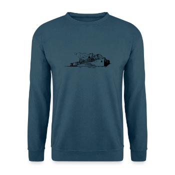 Fahrendes Dampfschiff schwarzweiß Geschenkidee - Unisex Pullover - Indigoblau - Vorne