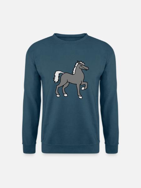 cool reiten pferd hengst reiter comic cartoon - Unisex Pullover - Indigoblau