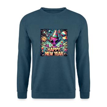 Neujahr Sylvester Alien Frohes Fest - Unisex Pullover - Indigoblau - Vorne