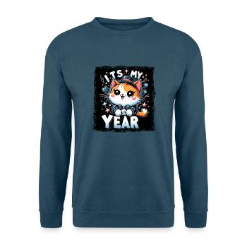 Neujahr Sylvester Katze Das Ist Mein Jahr - Unisex Pullover - Indigoblau - Vorne