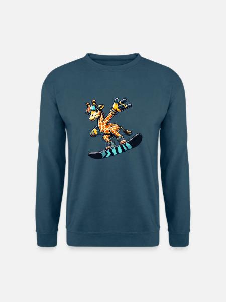 Coole Giraffe auf dem Snowboard - Unisex Pullover - Indigoblau