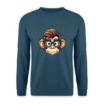 Nerdiger Schimpanse mit Nerd-Brille - Unisex Pullover - Indigoblau - Vorne